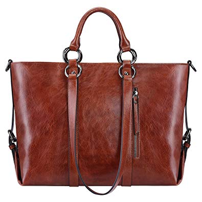 S-ZONE Women's 3-Way Genuine Leather Work Tote Laptop Shoulder Handbag ...